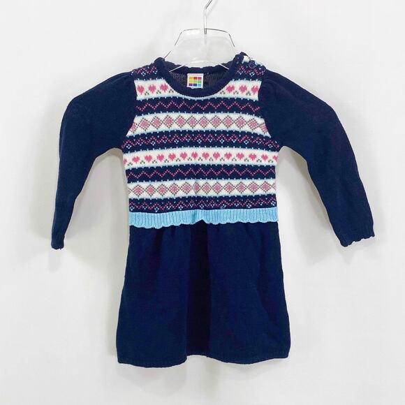 HEALTHTEX Blue Fair Isle Heart Toddler Sweater Dress - Picture 7 of 7